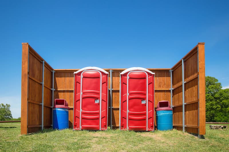Short-term porta potty units staged for delivery in San Pablo, California